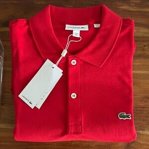 Brand new Lacoste red short sleeve polo. Regular Fit. US Large
